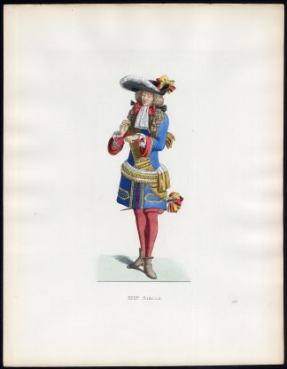 Antique Costume Print-PORTRAIT-COURT OFFICIAL-FRANCE-XVII CENT.-Duplessis-1867
