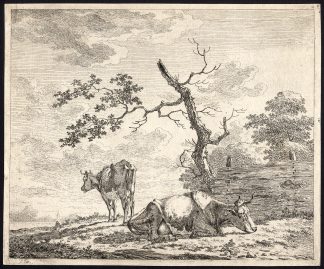 Antique Master Print-LANDSCAPE-COW-WOODEN FENCE-Janson-ca. 1810