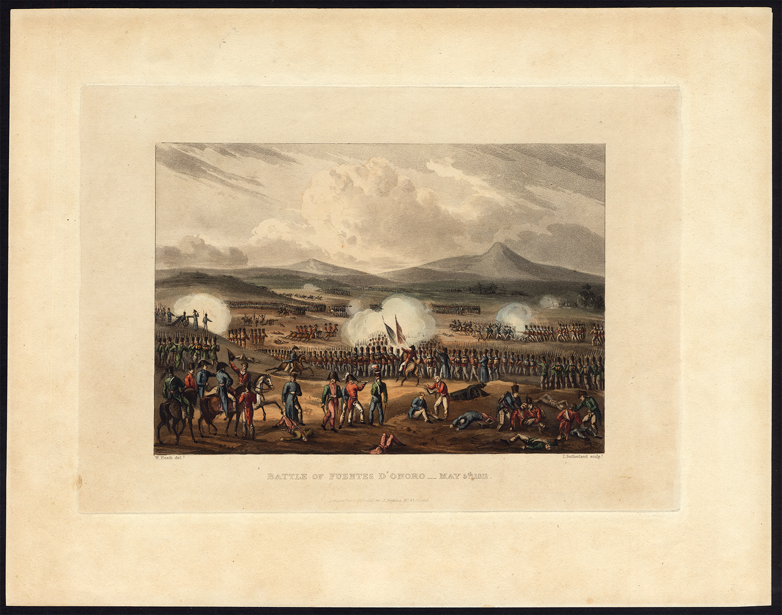 , Antique Print-BATTLE-FUENTES D’ ONORO-SIEGE ALMEIDA-Sutherland-Heath-1815, Pictura Antique Prints