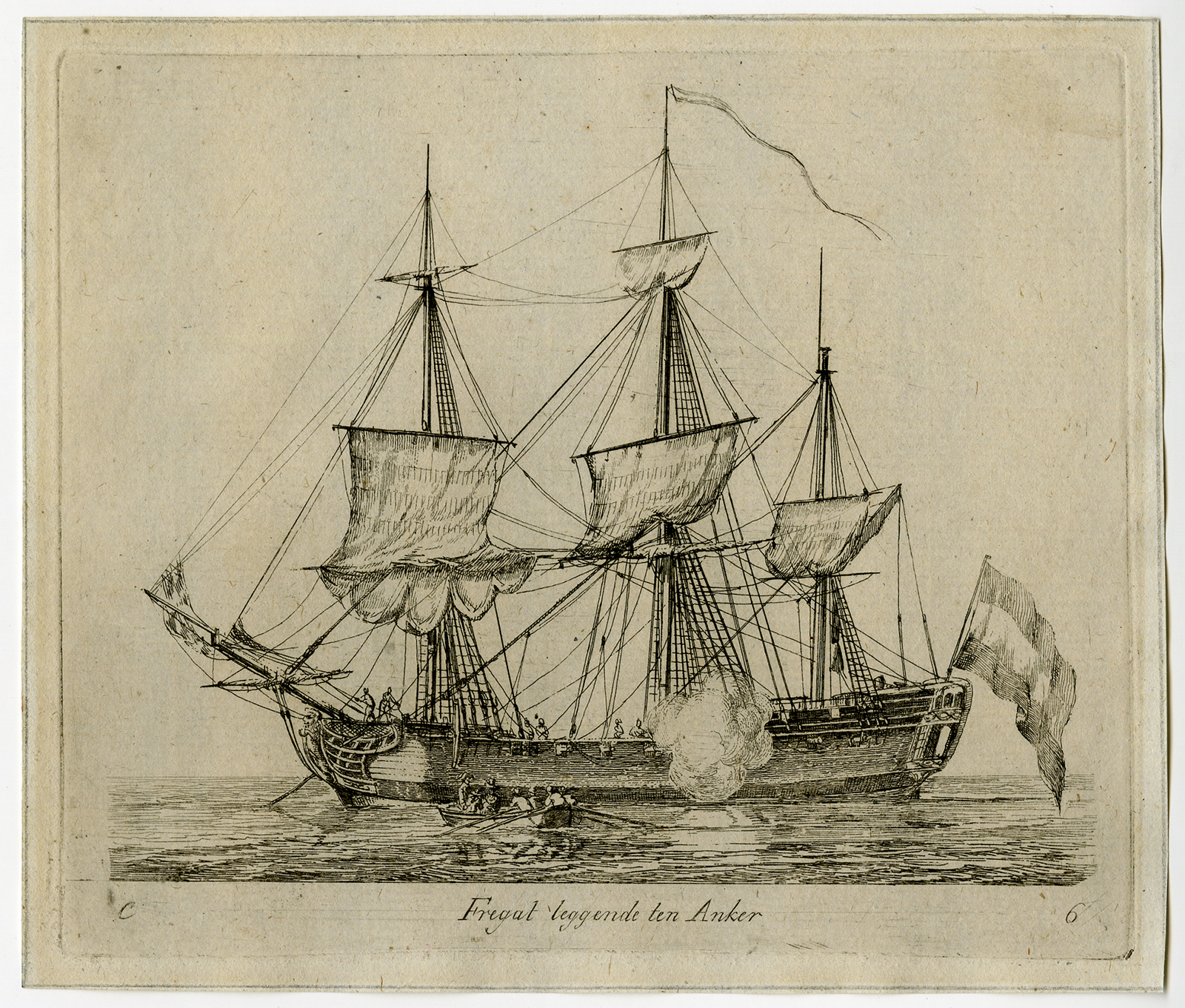 , Antique Print-MARINE-FRIGATE-ANCHOR-Groenewegen-1789, Pictura Antique Prints