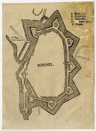 Rare Antique Print-BOMMEL-ZALTBOMMEL-FORTIFICATION-Merian-Ammon-Serlin-1681
