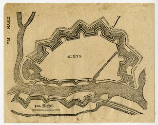Rare Antique Print-SLUYS-SLUIS-PLAN-FORTIFICATION-Merian-Ammon-Serlin-1673