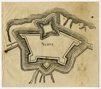 Rare Antique Print-SLUYS-PHILIPPINE-PLAN-FORTIFICATION-Merian-Ammon-Serlin-1674