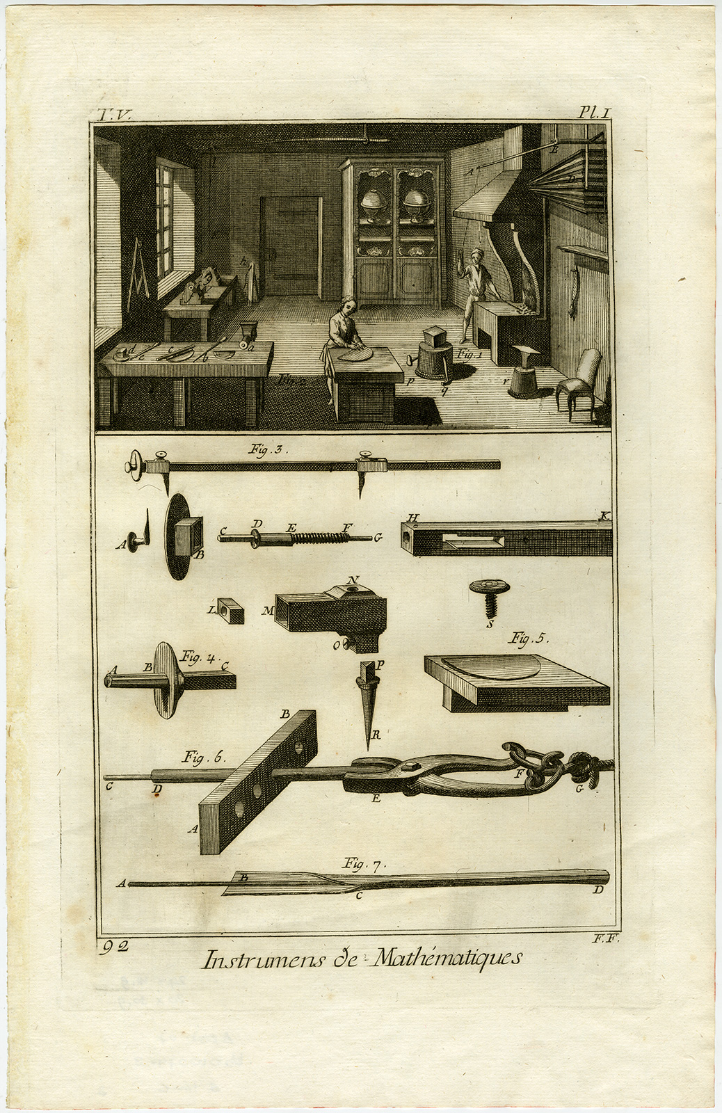 , 3 Antique Prints-SCIENCE-MATHEMATICAL INSTRUMENT-MATHEMATICS-Diderot-Benard-1751, Pictura Antique Prints