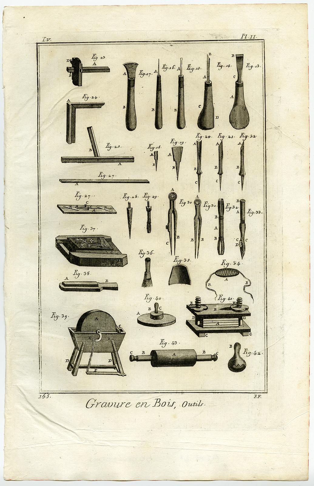 , 3 Antique Prints-WOODBLOCK ENGRAVING-WOODCUT-TOOLS-Diderot-Defehrt-1751, Pictura Antique Prints