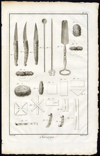 Antique Print-SURGERY-MEDICAL INSTRUMENTS-DRESSING-Diderot-Defehrt-1751