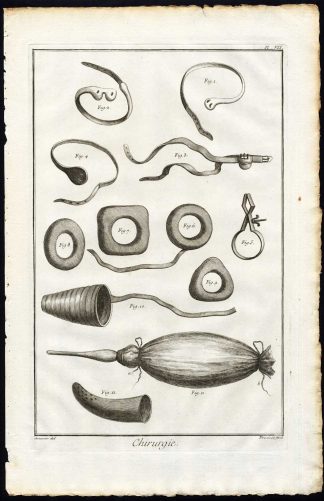 Antique Print-SURGERY-MEDICAL INSTRUMENTS-PESSARY-SYRINGE-Diderot-Defehrt-1751