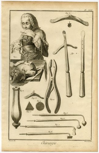Antique Print-SURGERY-MEDICAL INSTRUMENT-TREPANNING-SKULL-Diderot-Prevost-1751
