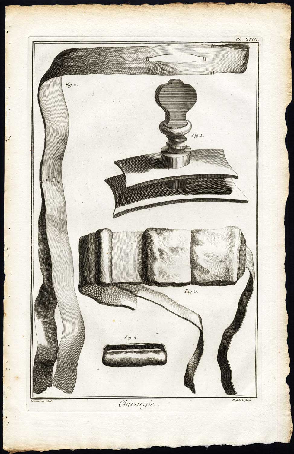 , Antique Print-SURGERY-MEDICAL INSTRUMENT-TOURNIQUET-Diderot-Defehrt-1751, Pictura Antique Prints