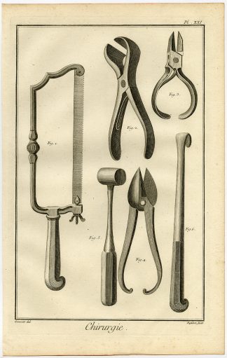 Antique Print-SURGERY-MEDICAL INSTRUMENT-PINCER-SAW-Diderot-Defehrt-1751