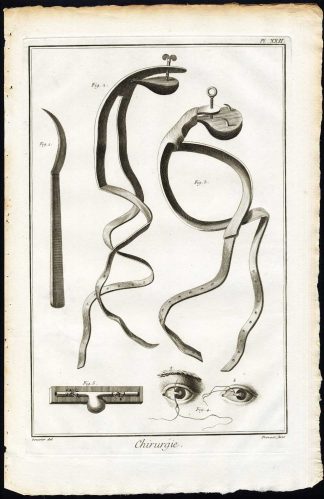 Antique Print-SURGERY-MEDICAL INSTRUMENT-EYE-ANEURYSM-Diderot-Prevost-1751