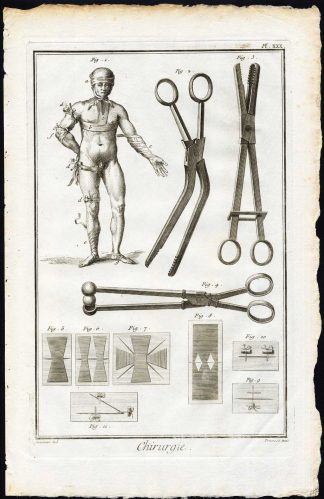 Antique Print-SURGERY-MEDICAL INSTRUMENT-BANDAGE-Diderot-Prevost-1751
