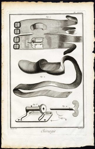 Antique Print-SURGERY-MEDICAL-ACHILLES TENDON-KNEE PAD-Pl. 32-Diderot-1751