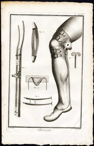 Antique Print-SURGERY-MEDICAL INSTRUMENT-ACHILLES TENDON-Pl. 33-Diderot-1751