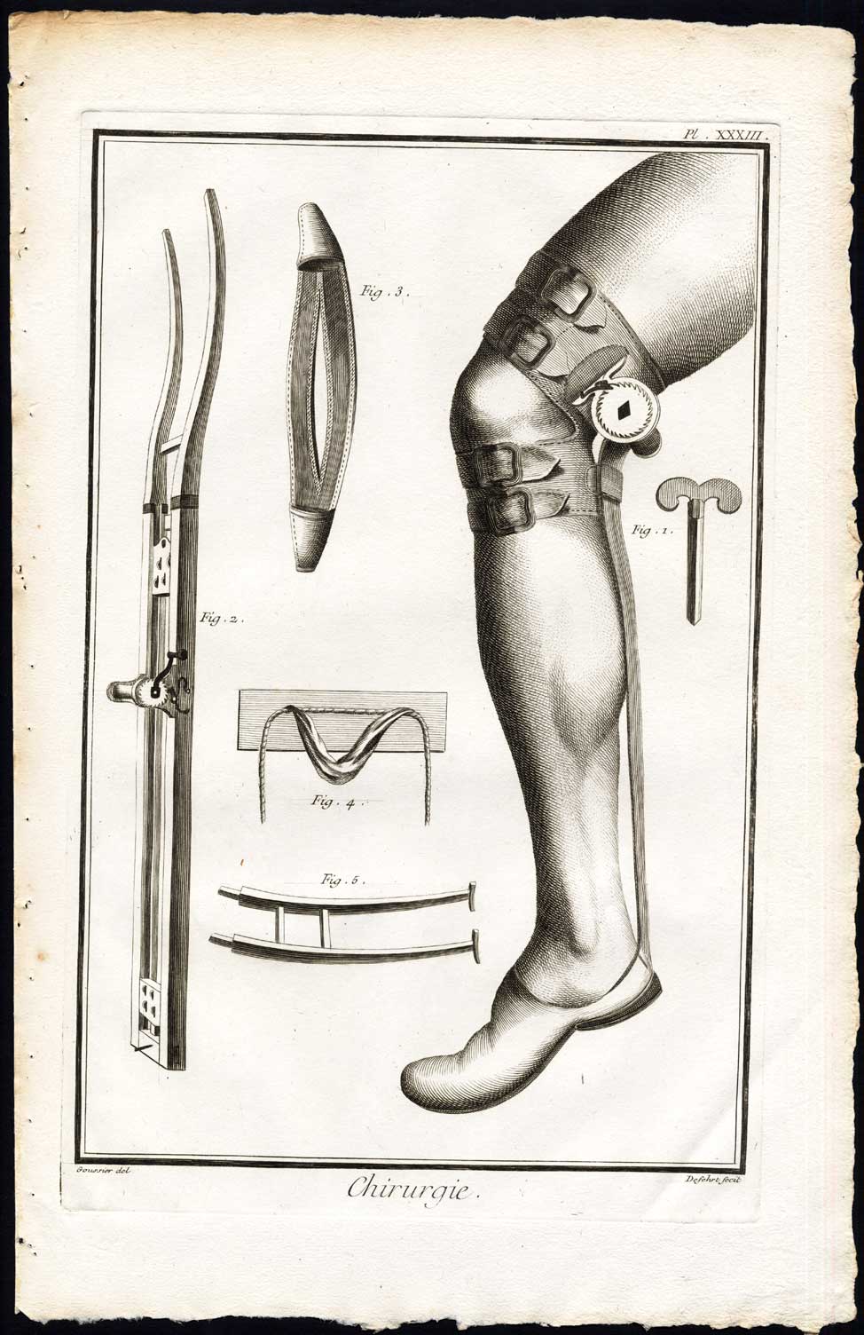 , Antique Print-SURGERY-MEDICAL INSTRUMENT-ACHILLES TENDON-Pl. 33-Diderot-1751, Pictura Antique Prints