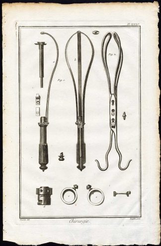 Antique Print-SURGERY-MEDICAL INSTRUMENT-FORCEPS-CHILDBIRTH-Diderot-Defehrt-1751