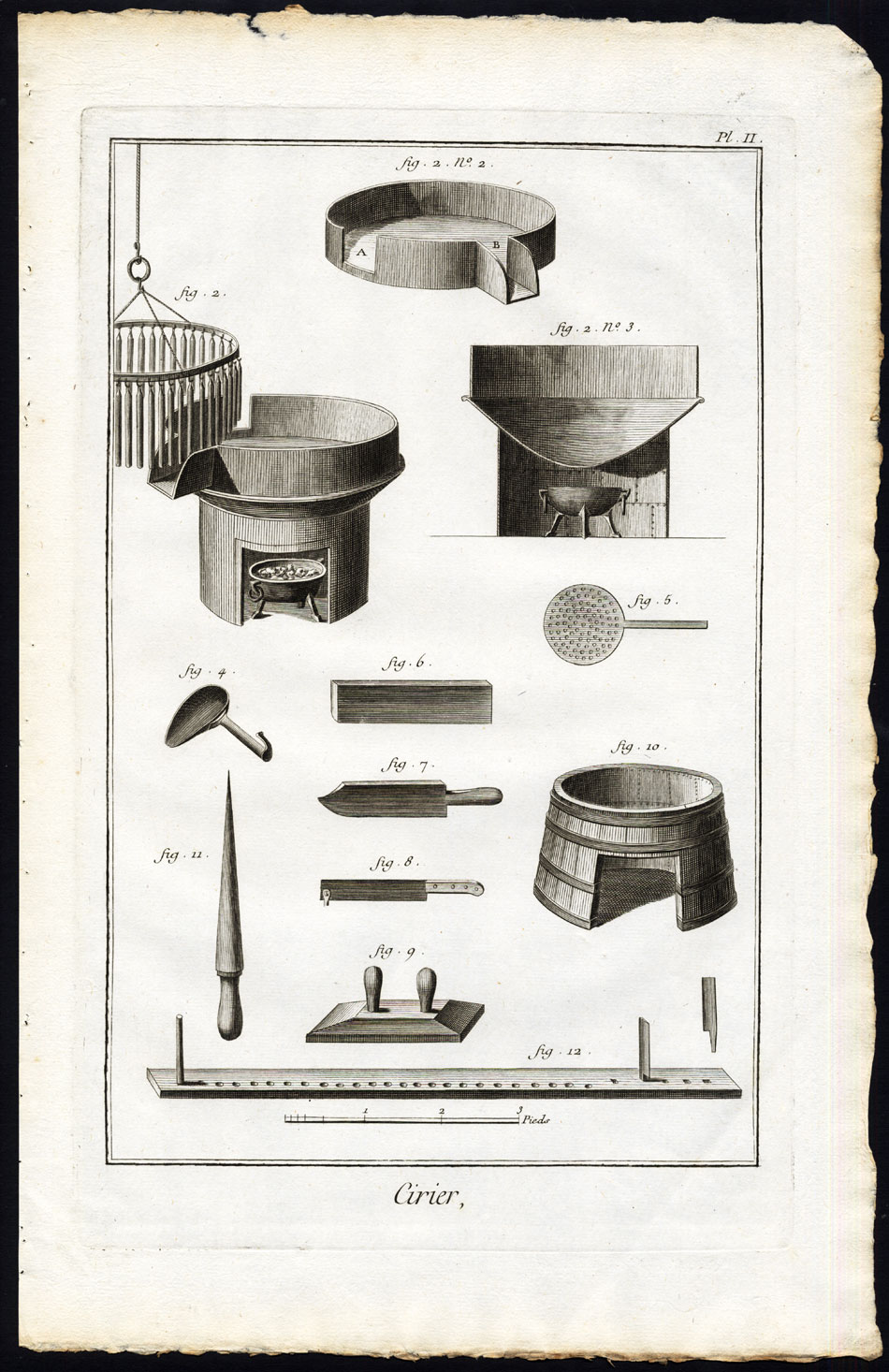 , 4 Antique Prints-FABRICATION OF CANDLES-WAX MAKING-Diderot-Le Canu-1751, Pictura Antique Prints