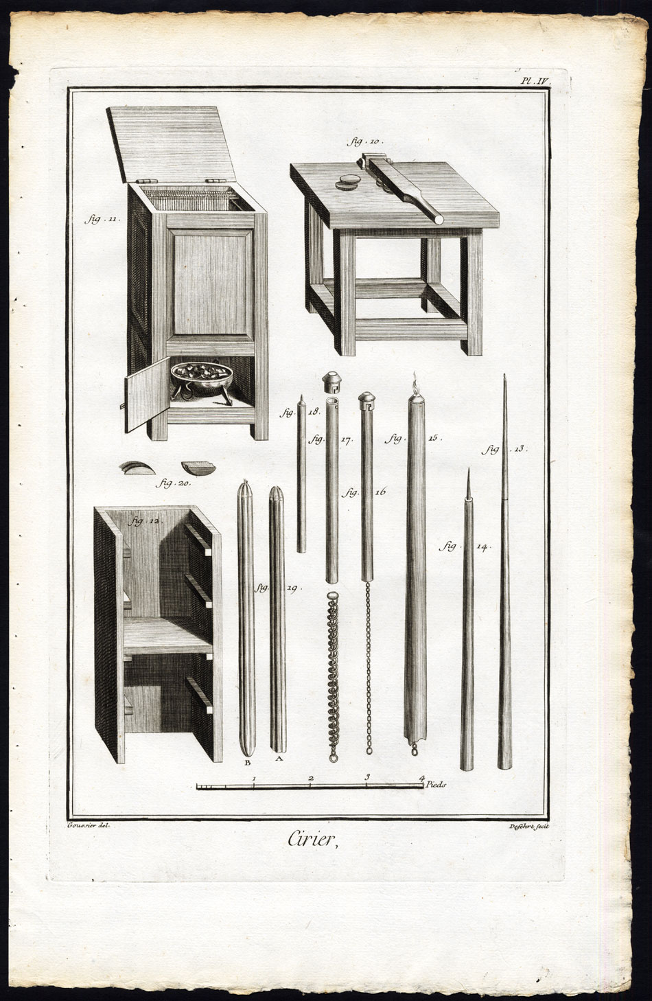 , 4 Antique Prints-FABRICATION OF CANDLES-WAX MAKING-Diderot-Le Canu-1751, Pictura Antique Prints