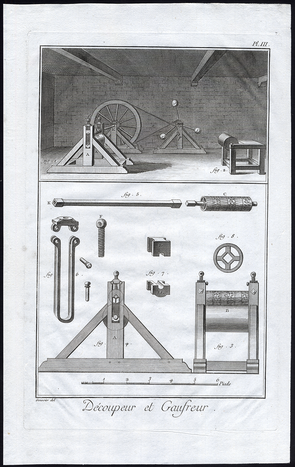 , 3 Antique Prints-CLOTH CUTTING AND FIGURING-WORKSHOP-TOOLS-Diderot-Le Canu-1751, Pictura Antique Prints