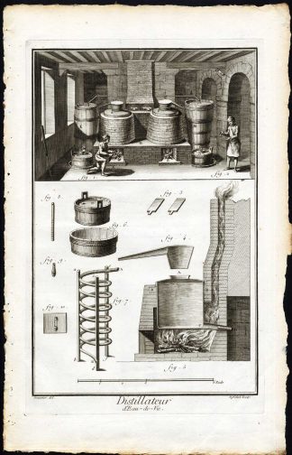 Antique Print-DISTILLATION-LIQUOR-DISTILLED BEVERAGE-Diderot-Defehrt-1751