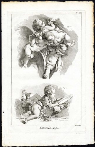 Antique Print-ART SCHOOL-DRAWING-HUMAN BODY-CHILDREN-ANGEL-Diderot-Prevost-1751
