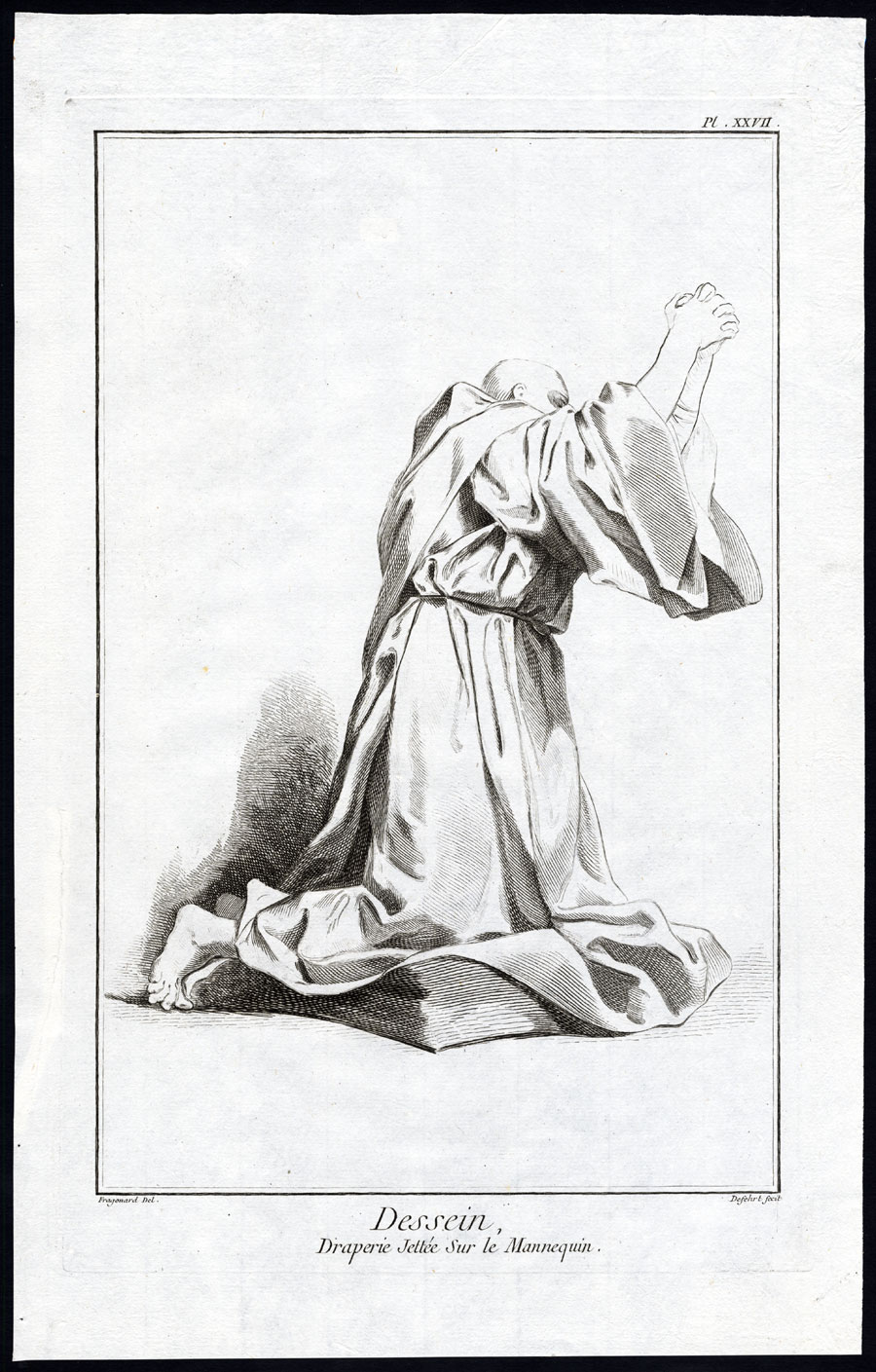 , Antique Print-ART SCHOOL-DRAWING-MANNEQUIN-Diderot-Defehrt-1751, Pictura Antique Prints