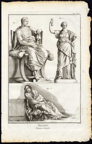 Antique Print-ART SCHOOL-DRAWING-DRAPED FIGURES-Diderot-Defehrt-1751