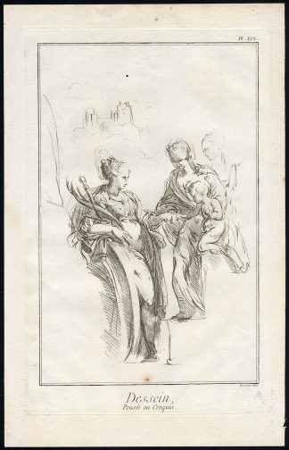 Antique Print-ART SCHOOL-DRAWING-ROUGH SKETCH-Diderot-Prevost-1751