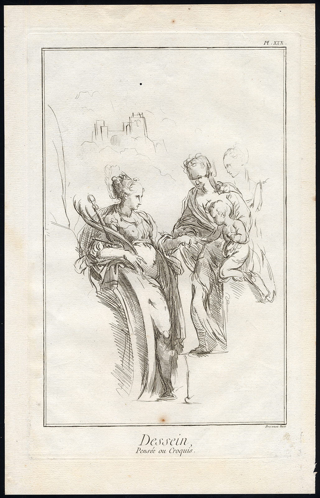 , Antique Print-ART SCHOOL-DRAWING-ROUGH SKETCH-Diderot-Prevost-1751, Pictura Antique Prints