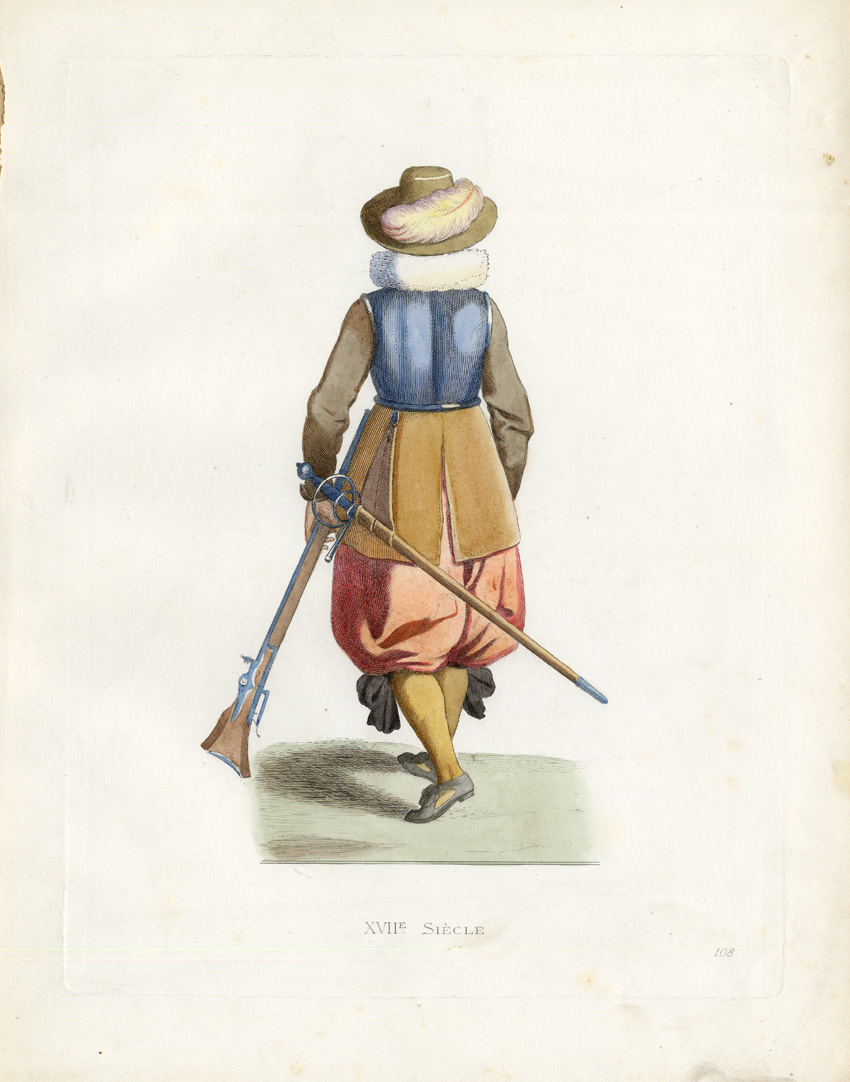 , Antique Print-MUSKETEER-FRENCH FLANDERS-Duplessis-1867, Pictura Antique Prints