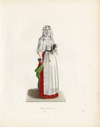 Antique Print-LADY-DRESS-DOG-FRANCE-Duplessis-1867