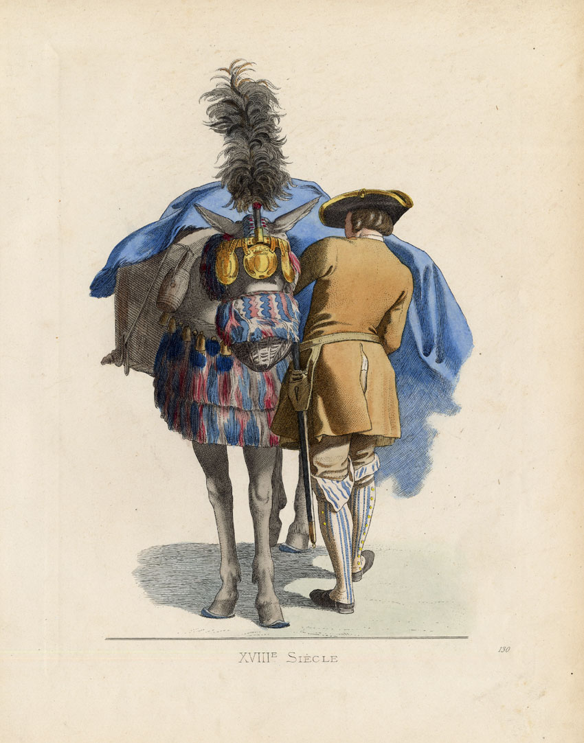 , Antique Print-HORSEMAN-DONKEY-FRANCE-Duplessis-1867, Pictura Antique Prints