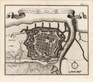 Antique Map-OSTEND-OOSTENDE-BELGIUM-Tirion-1738