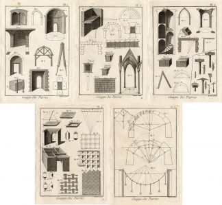 5 Antique Prints-STEREOTOMY-BUILDING-Panckoucke-1784
