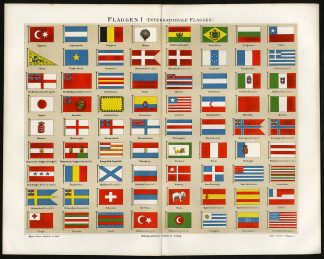 Antique Print-FLAGS-INTERNATIONAL-WORLD-Meyers-1893