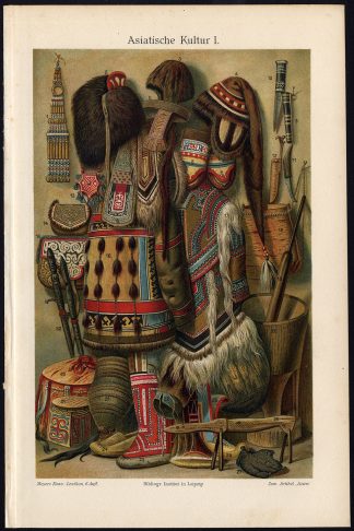 Antique Print-ASIAN CULTURE-ASIA-WEAPON-DRESS-Meyers-1902
