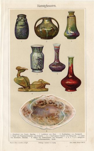 Antique Print-GLASS ART-SCULPTURE-GERMANY-Meyers-1895