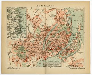 Antique Plan-COPENHAGEN-DENMARK-Brockhaus-1893