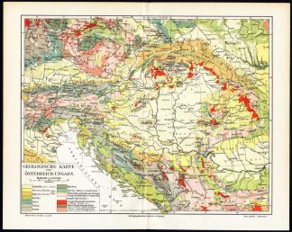 Antique Map-AUSTRIA-HUNGARY-GEOLOGY-Meyers-1895