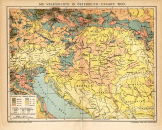 Antique Map-AUSTRIA-HUNGARY-POPULATION-Meyers-1895
