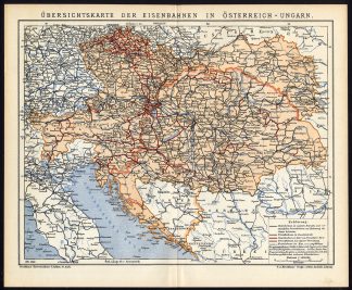 Antique Map-AUSTRIA-HUNGARY-RAILWAYS-Meyers-1895
