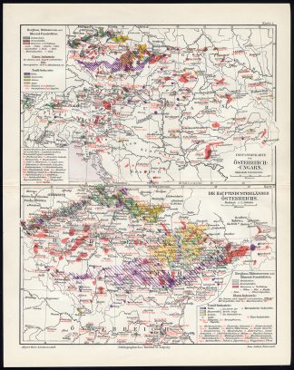 Antique Map-AUSTRIA-HUNGARY-INDUSTRY-Meyers-1902