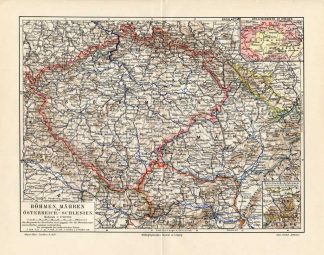 Antique Map-BOHEMIA-MORAVIA-SILESIA-CZECH REPUBLIC-Meyers-1895