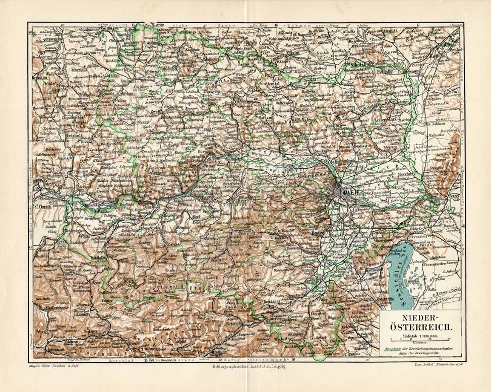 Bb06203 416x332 Antique Map-LOWER AUSTRIA-Meyers-1895