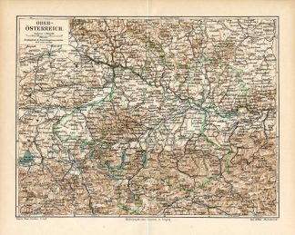 Antique Map-UPPER AUSTRIA-Meyers-1895