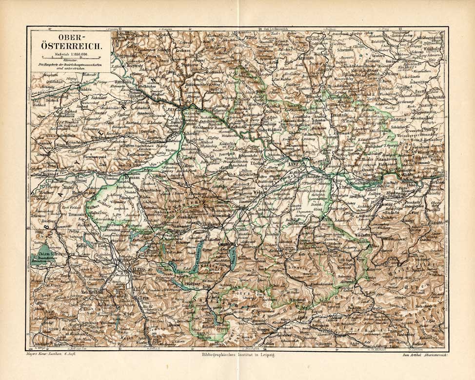 Bb06204 416x333 Antique Map-UPPER AUSTRIA-Meyers-1895