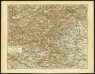 Antique Map-STYRIA-STEIERMARK-AUSTRIA-Meyers-1895