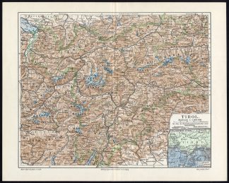 Antique Map-TIROL-TYROL-AUSTRIA-Meyers-1902