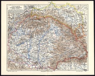 Antique Map-HUNGARY-GALICIA-BELGRADE-EUROPE-Meyers-1895