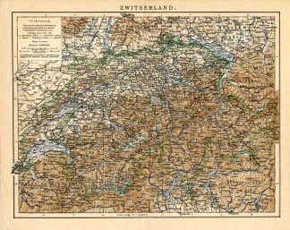 Antique Map-SWITZERLAND-SCHWEIZ-EUROPE-Oosthoek-1895